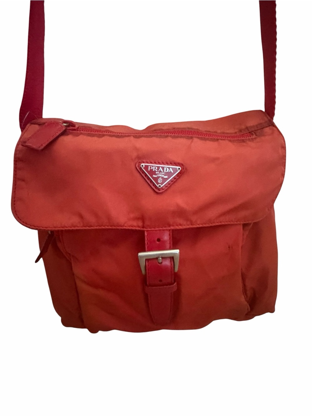 Prada Red Nylon Crossbody Messenger Bag